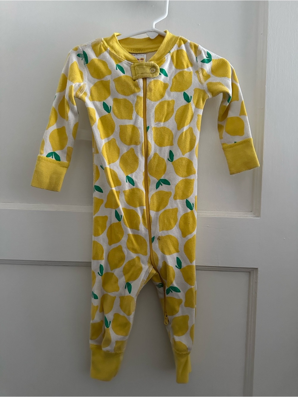 Hanna Andersson Baby 2-Way Zip Sleeper Lemon Stand FLAWS 12-18 Months